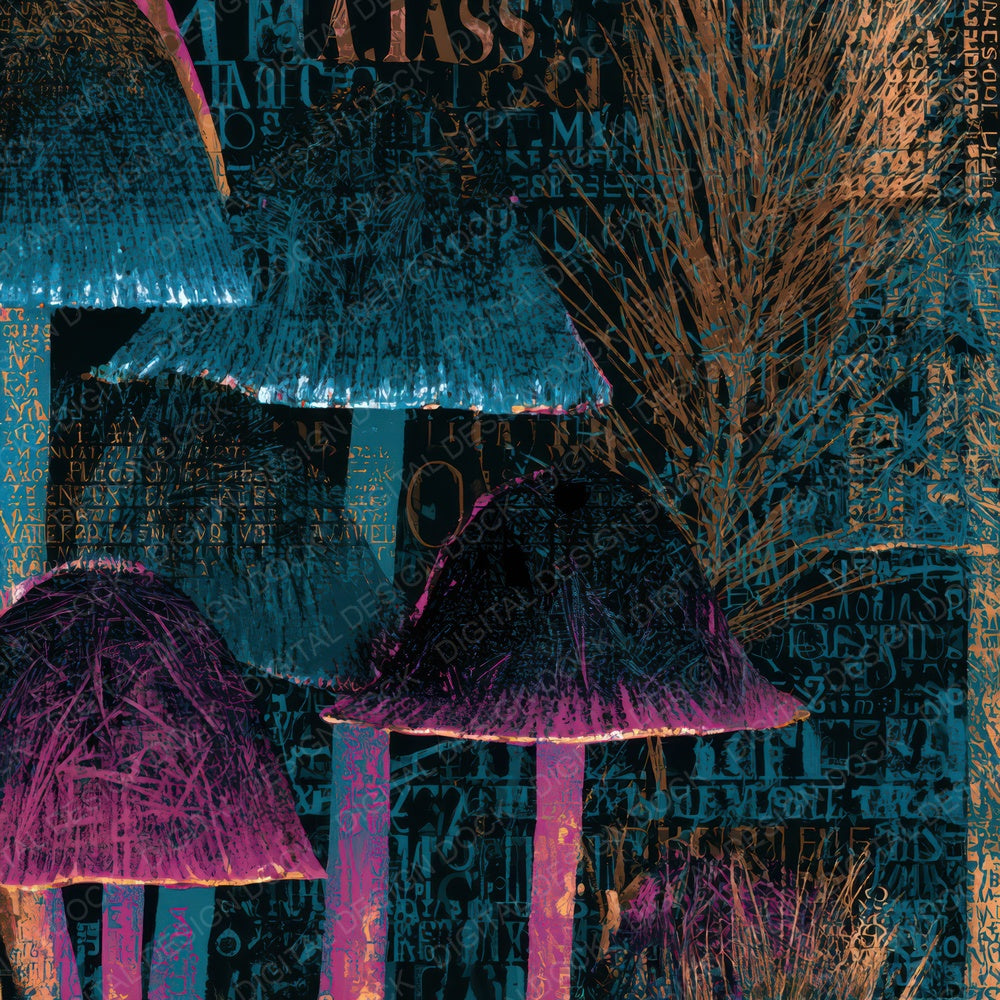 Typographic Ink Caps Teal Magenta Digital Paper Pack (DDD013141)