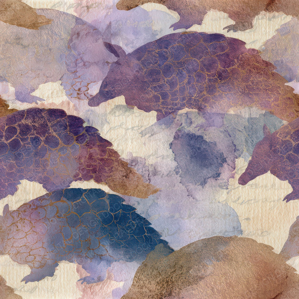 Watercolour Pangolin Amethyst Lavender Seamless Digital Paper Pack (DDD013143)