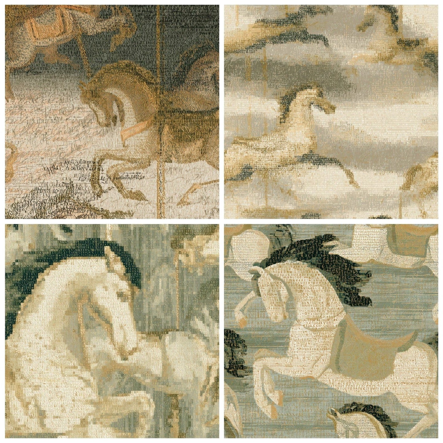 ASCII Carousel Horses Sepia Oat Digital Paper Pack (DDD013145)