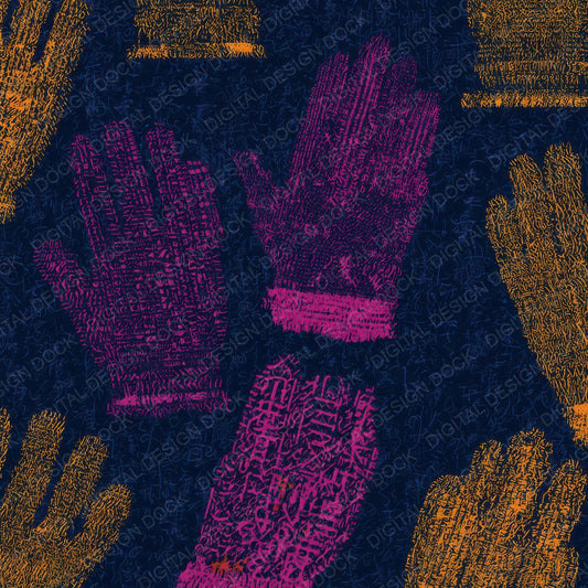 ASCII Gloves Hot Pink Yellow Navy Digital Paper Pack (DDD013147)