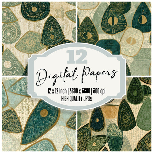 ASCII Ouija Planchette Green Butter Seamless Digital Paper Pack (DDD013149)
