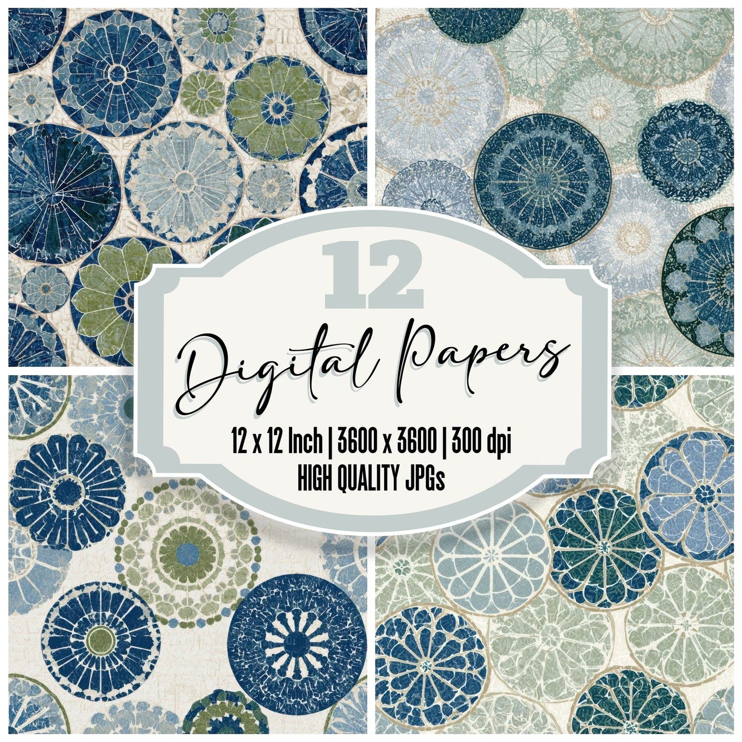 ASCII Rose Windows Azure Cypress Digital Paper Pack (DDD013151)
