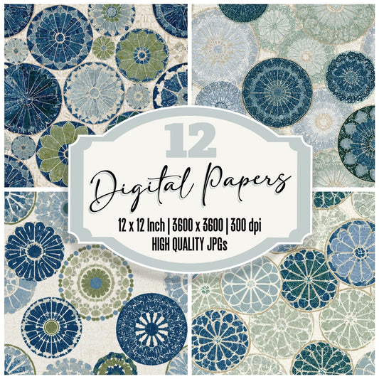ASCII Rose Windows Azure Cypress Digital Paper Pack (DDD013151)