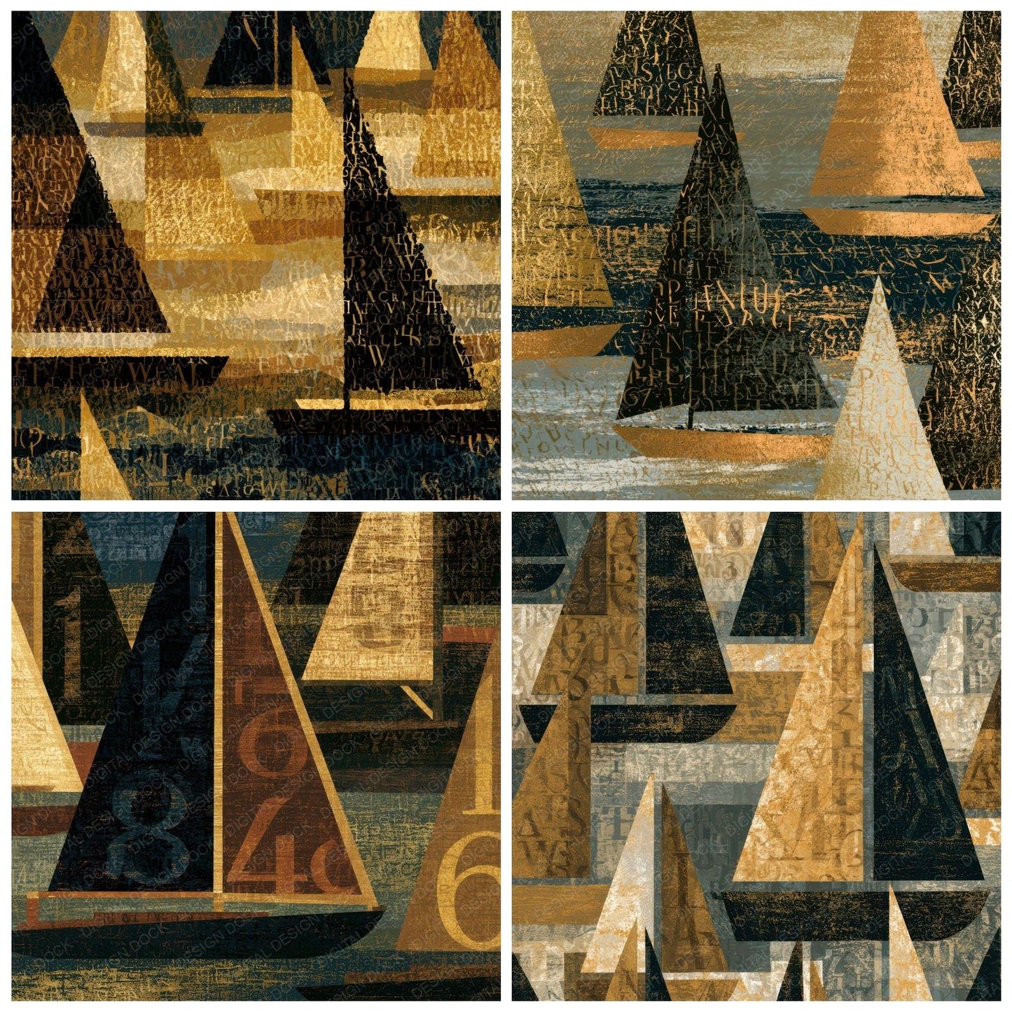 ASCII Sailboats Sepia Parchment Digital Paper Pack (DDD013152)
