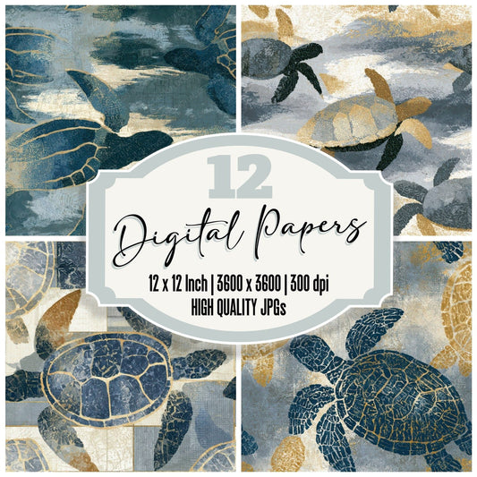 ASCII Turtles Oyster Storm Seamless Digital Paper Pack (DDD013153)