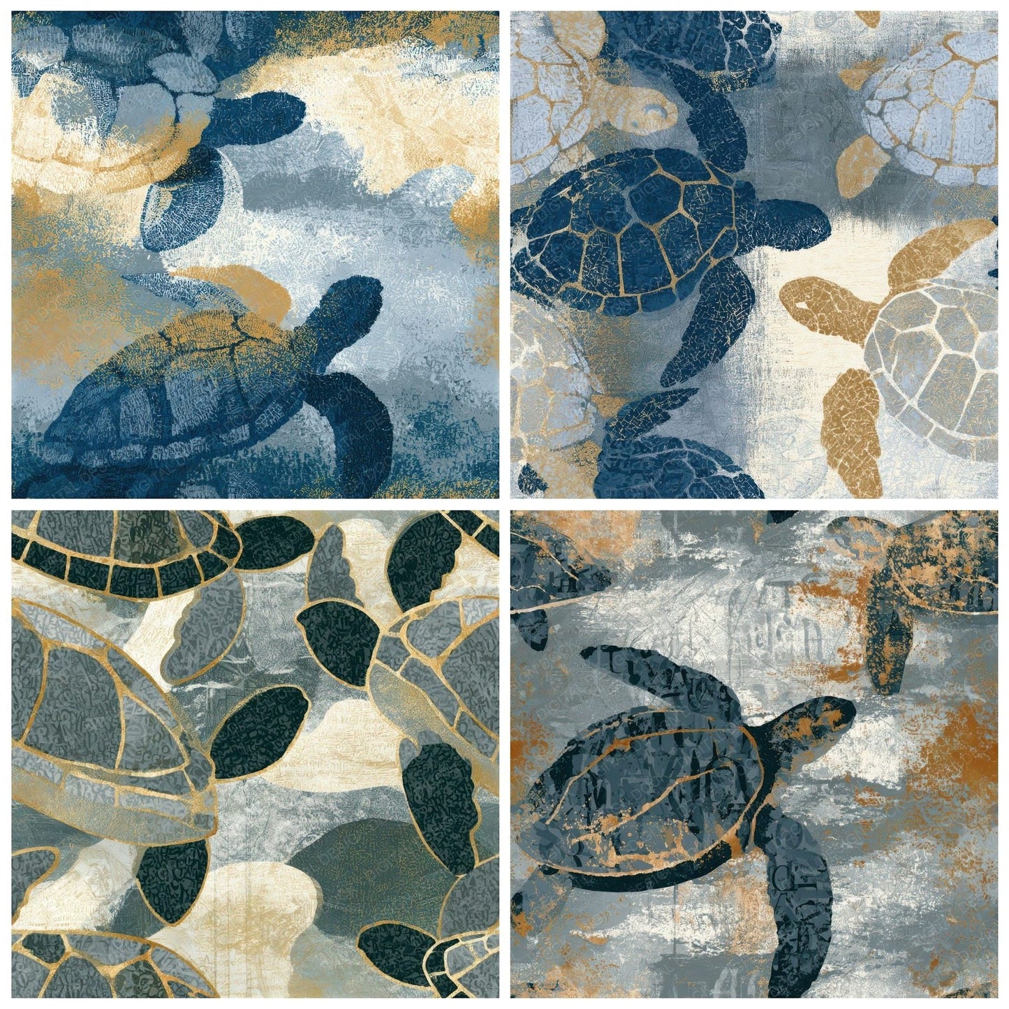 ASCII Turtles Oyster Storm Seamless Digital Paper Pack (DDD013153)