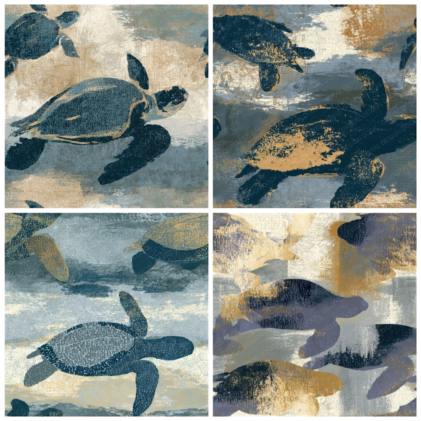 ASCII Turtles Oyster Storm Seamless Digital Paper Pack (DDD013153)