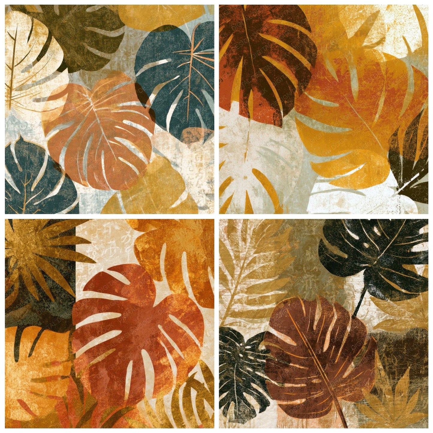 Letterpress Monstera Oolong Cream Digital Paper Pack (DDD013159)