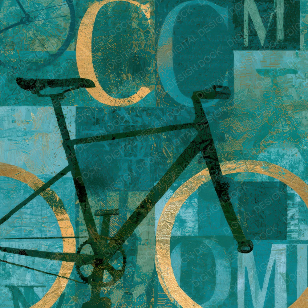 Typographic Bicycles Mint Jade Emerald Digital Paper Pack (DDD013161)