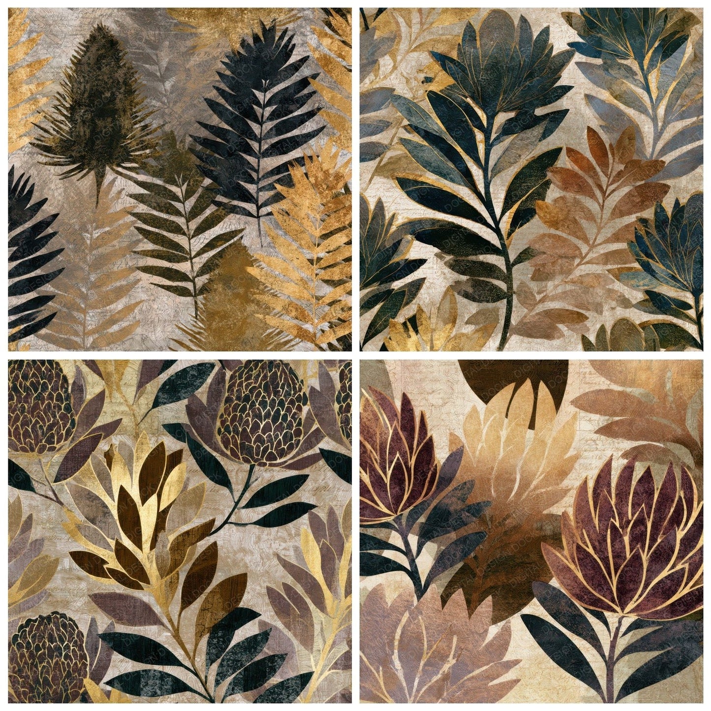 Antique Map Banksia Sepia Parchment Digital Paper Pack (DDD013165)