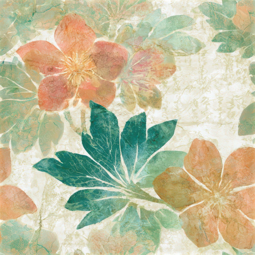 Batik Hellebores Papaya Jade Seamless Digital Paper Pack (DDD013167)