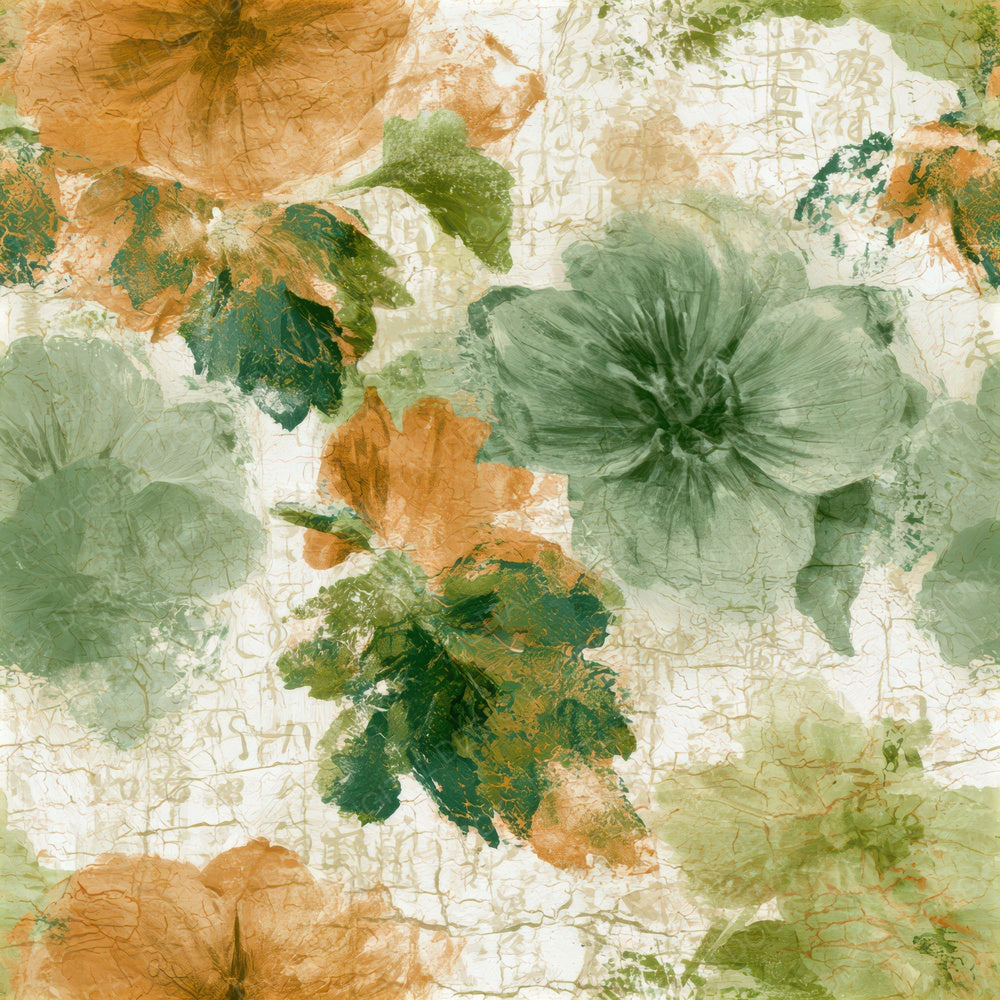 Batik Hellebores Papaya Jade Seamless Digital Paper Pack (DDD013167)