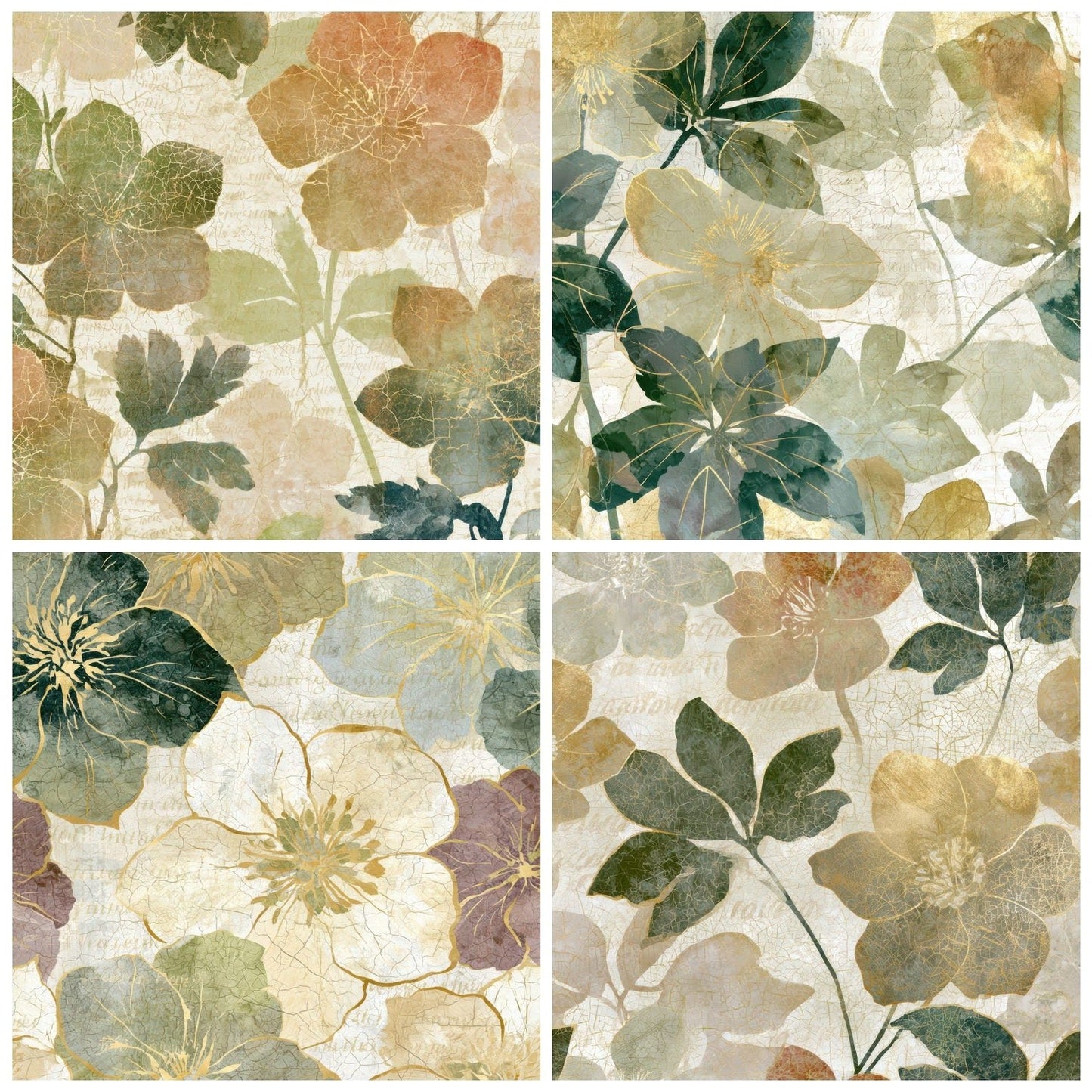 Batik Hellebores Sepia Olive Digital Paper Pack (DDD013168)