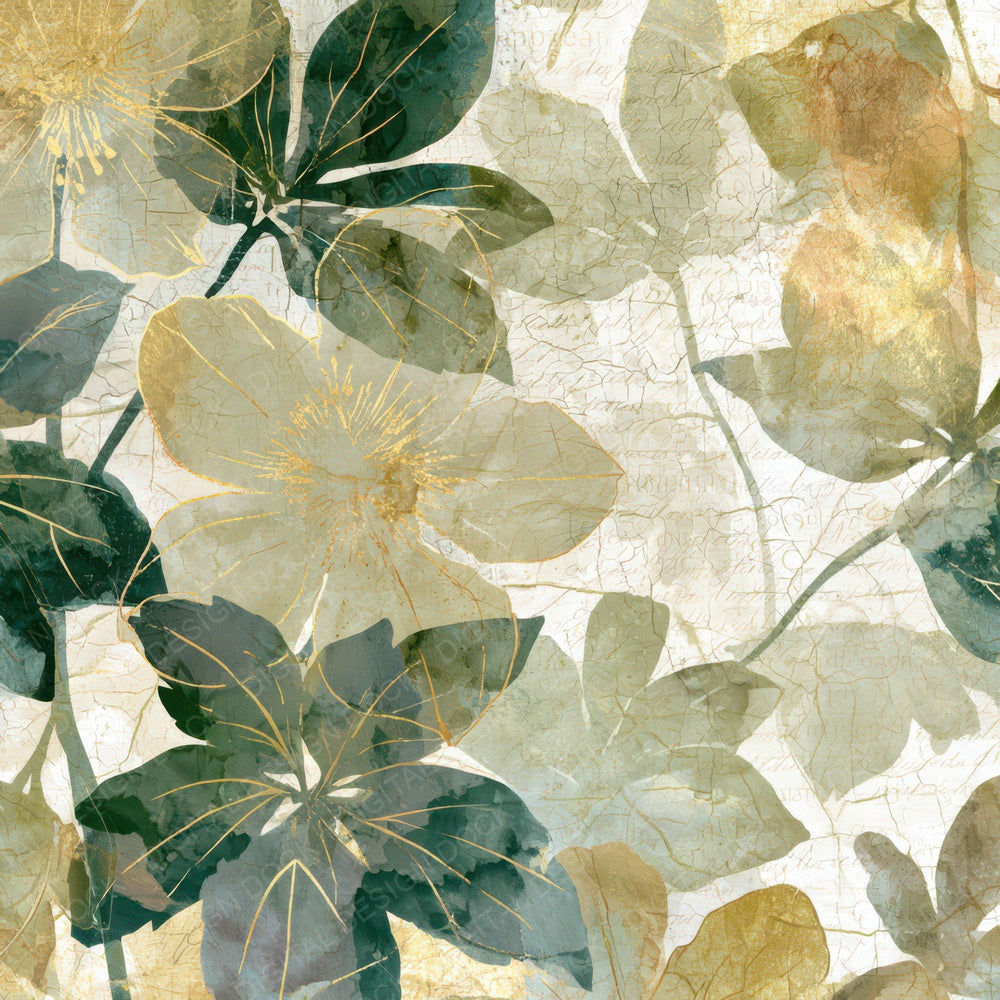 Batik Hellebores Sepia Olive Digital Paper Pack (DDD013168)