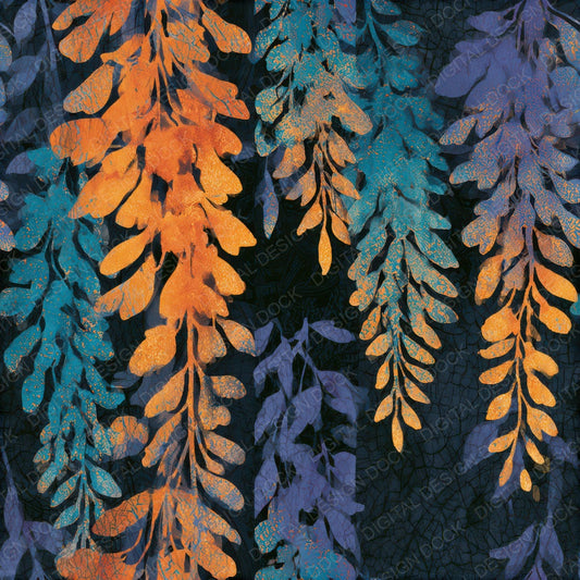 Batik Wisteria Tangerine Turquoise Seamless Digital Paper Pack (DDD013169)
