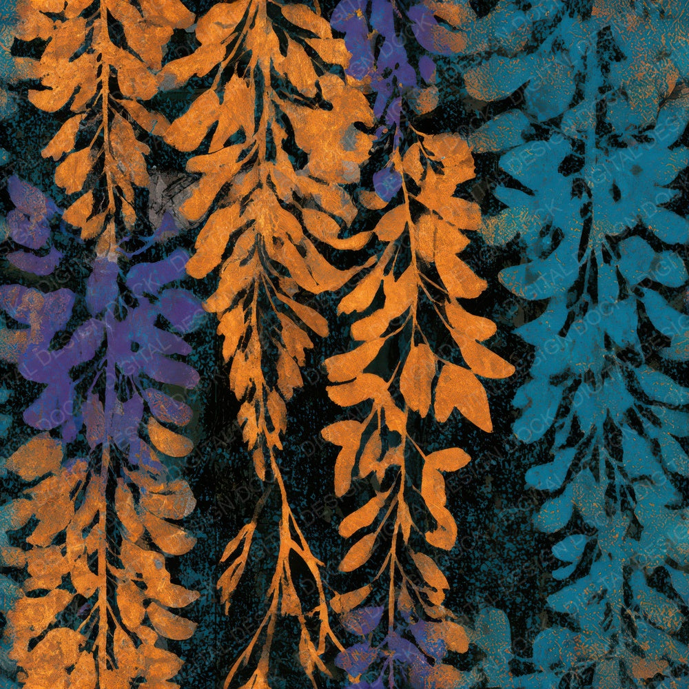 Batik Wisteria Tangerine Turquoise Seamless Digital Paper Pack (DDD013169)