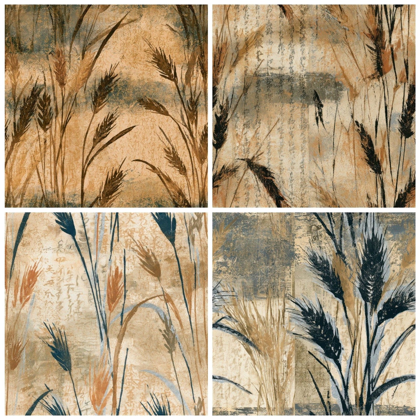 Bohemian Wheat Sepia Seamless Digital Paper Pack (DDD013171)