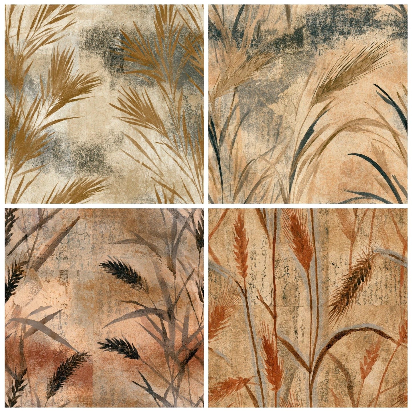 Bohemian Wheat Sepia Seamless Digital Paper Pack (DDD013171)