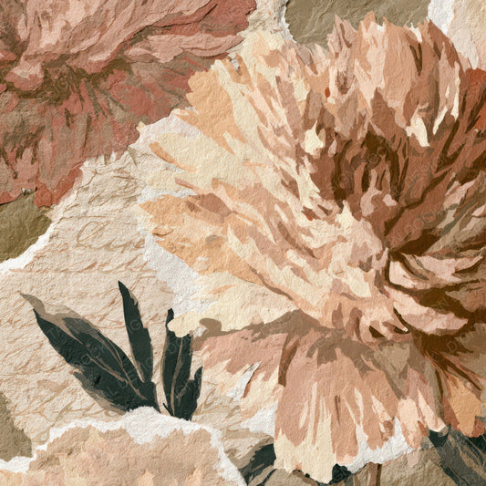 Collage Peonies Sepia Oat Digital Paper Pack (DDD013172)