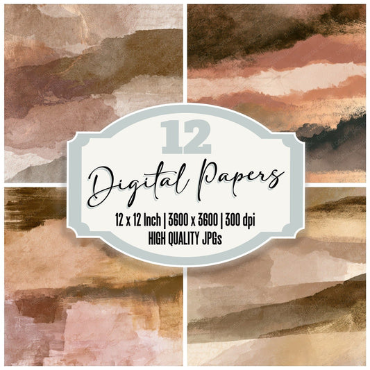Gouache Sepia Mushroom Tonal Digital Paper Pack (DDD013173)