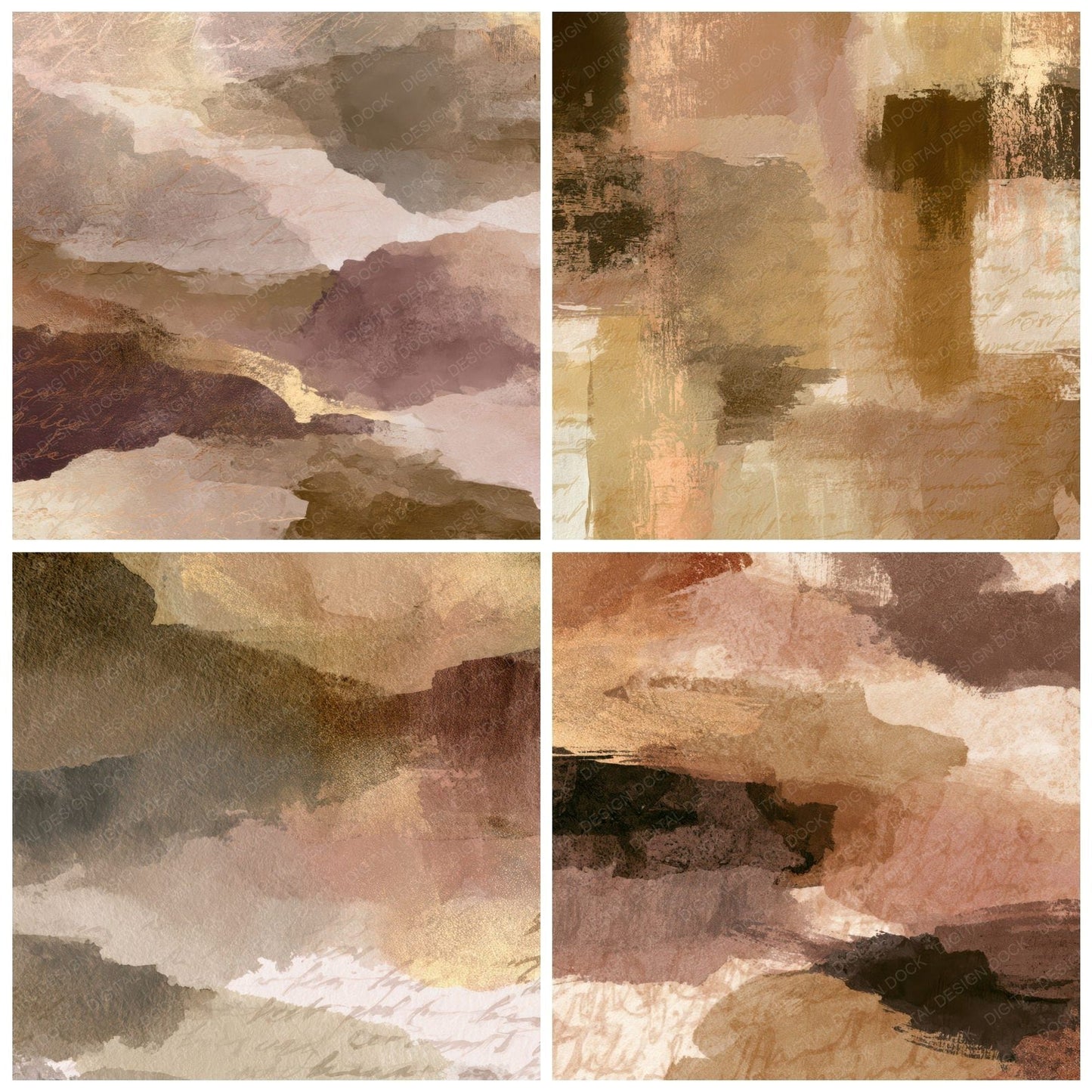 Gouache Sepia Mushroom Tonal Digital Paper Pack (DDD013173)