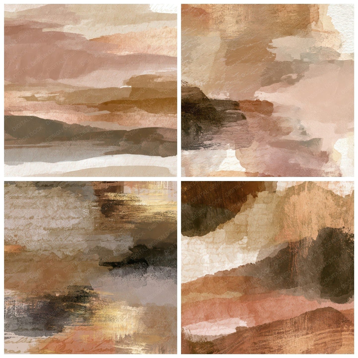 Gouache Sepia Mushroom Tonal Digital Paper Pack (DDD013173)