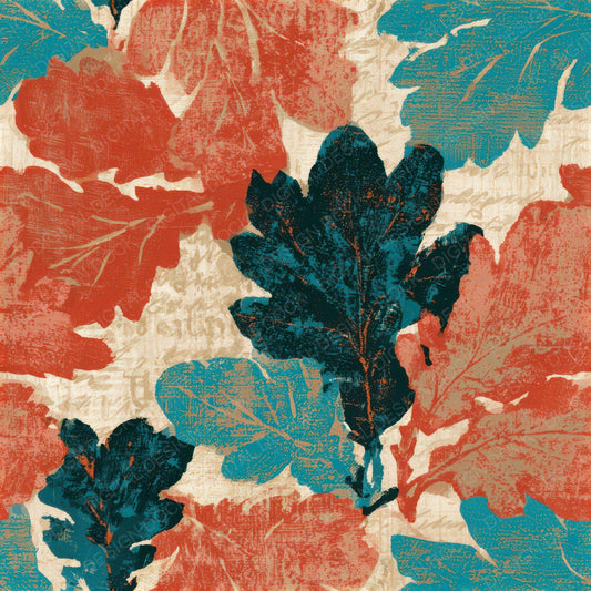 Indian Blockprint Oak Coral Turquoise Seamless Digital Paper Pack (DDD013174)