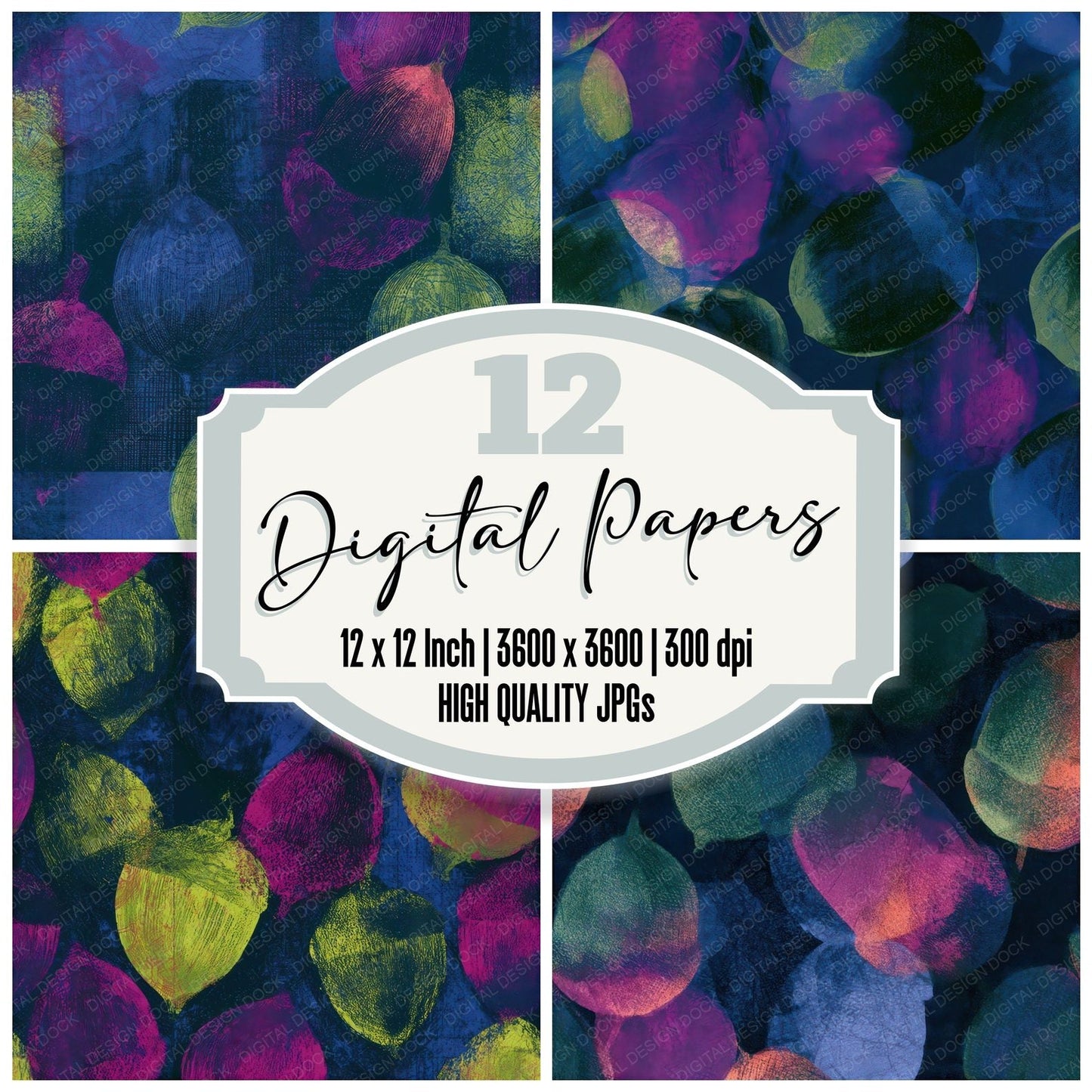 Mezzotint Acorn Neon Magenta Seamless Digital Paper Pack (DDD013176)