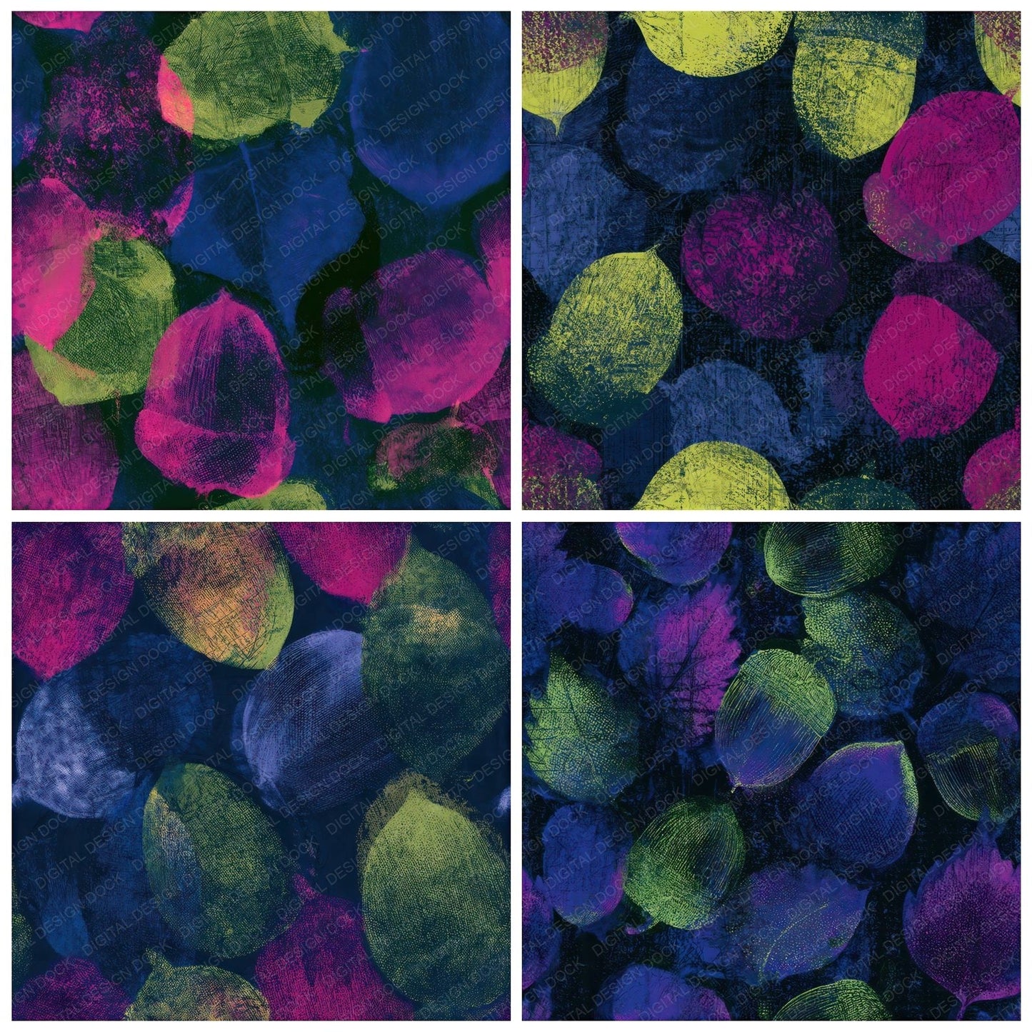 Mezzotint Acorn Neon Magenta Seamless Digital Paper Pack (DDD013176)