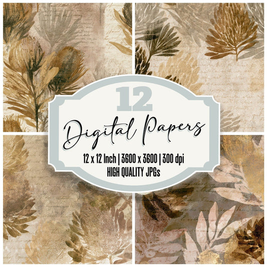 Sparse Modern Banksia Sepia Digital Paper Pack (DDD013180)