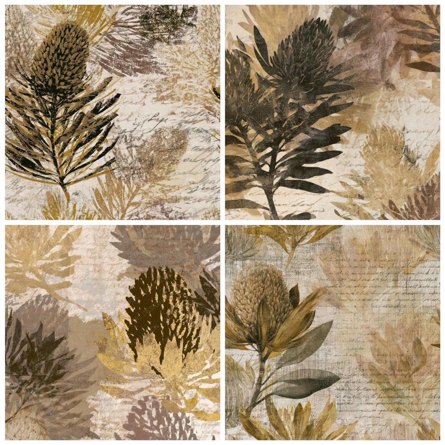 Sparse Modern Banksia Sepia Digital Paper Pack (DDD013180)