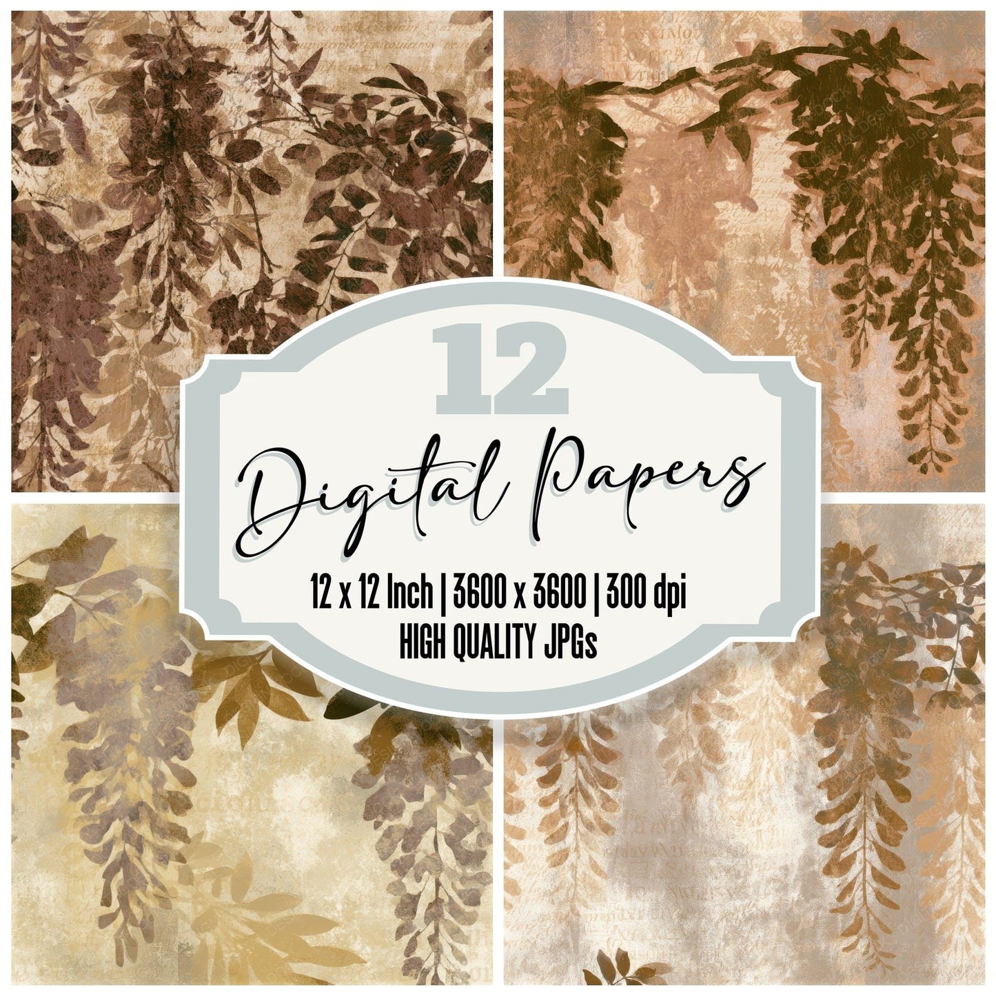Sparse Wisteria Parchment Seamless Digital Paper Pack (DDD013181)