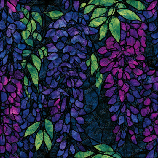 Stained Glass Wisteria Neon Magenta Seamless Digital Paper Pack (DDD013182)
