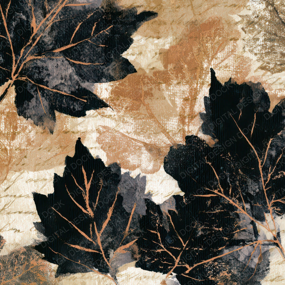 Sumi-e Pressed Leaves Sepia Digital Paper Pack (DDD013183)