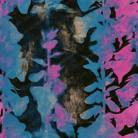 Woodcut Foxglove Neon Seamless Digital Paper Pack (DDD013184)