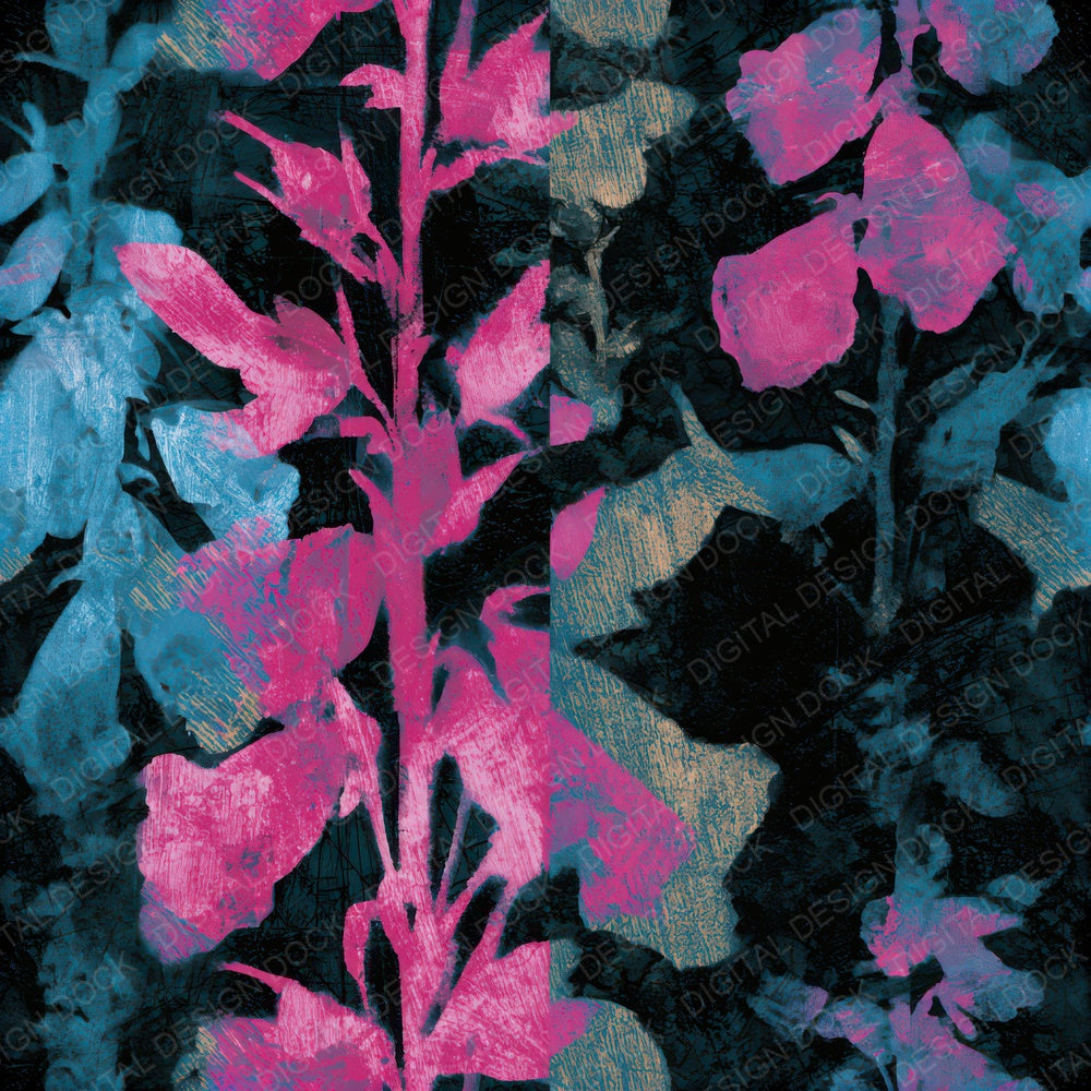 Woodcut Foxglove Neon Seamless Digital Paper Pack (DDD013184)