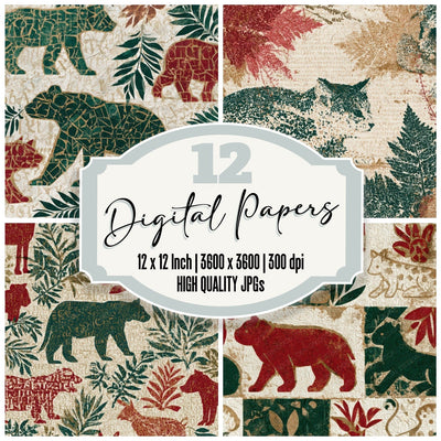 ASCII Baby Animals Jade Garnet Digital Paper Pack (DDD013185)