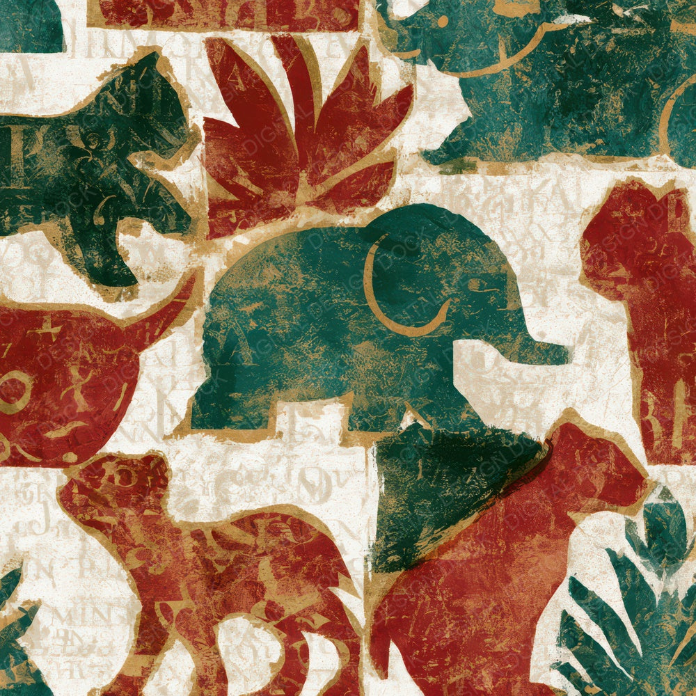 ASCII Baby Animals Jade Garnet Digital Paper Pack (DDD013185)