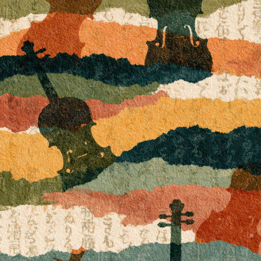 Collage Violin Apricot Pistachio Digital Paper Pack (DDD013188)