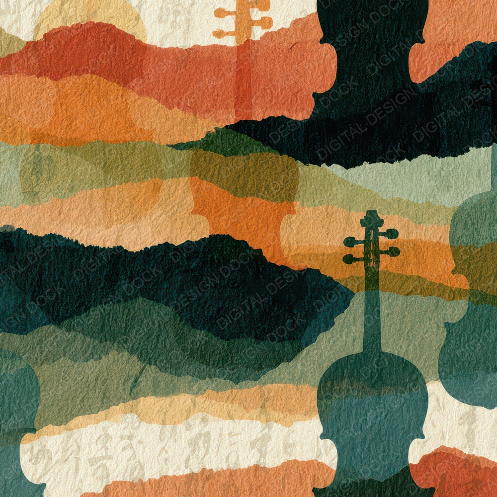 Collage Violin Apricot Pistachio Digital Paper Pack (DDD013188)