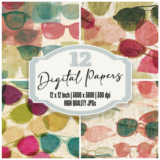 Egg Tempera Sunglasses Pistachio Raspberry Digital Paper Pack (DDD013190)