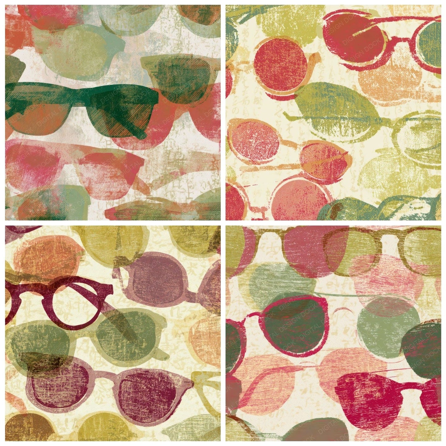 Egg Tempera Sunglasses Pistachio Raspberry Digital Paper Pack (DDD013190)