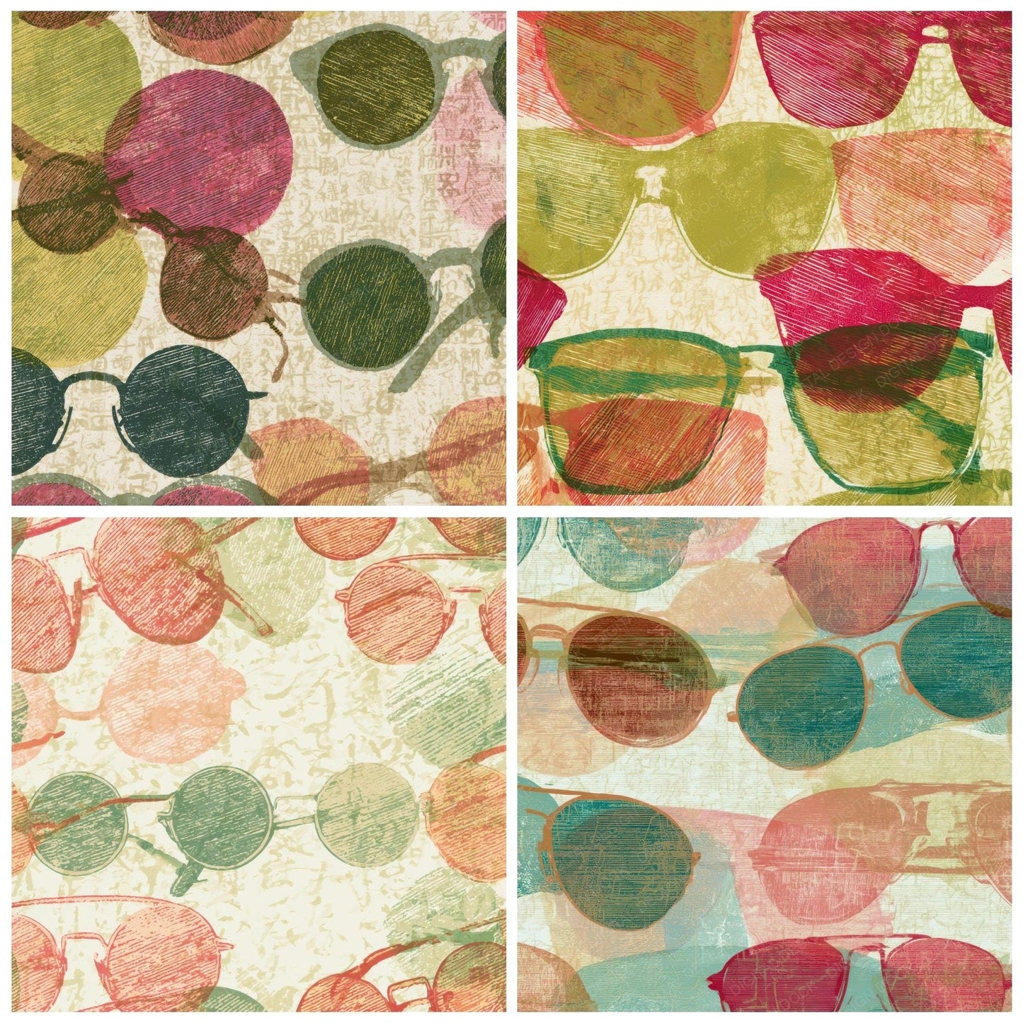 Egg Tempera Sunglasses Pistachio Raspberry Digital Paper Pack (DDD013190)