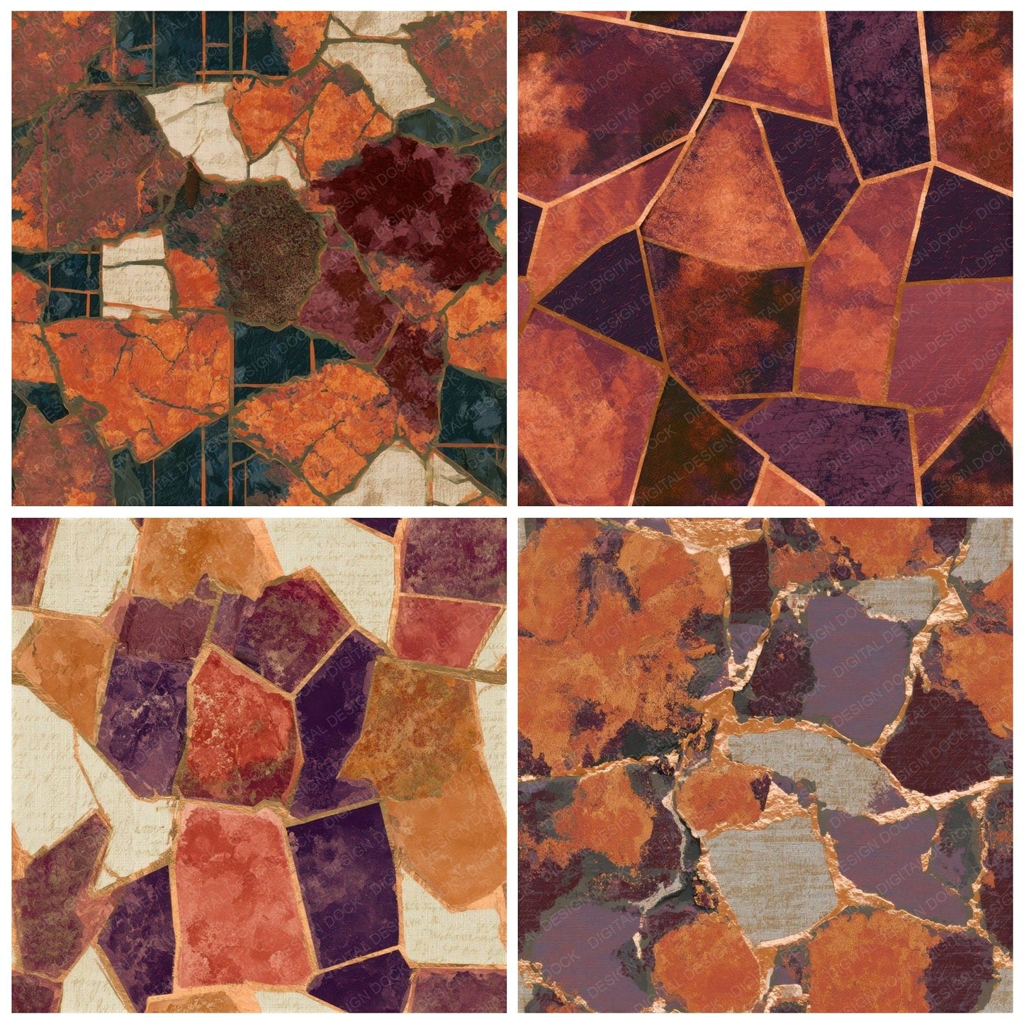 Mosaic Moss Pumpkin Mulled Wine Seamless Digital Paper Pack (DDD013195)