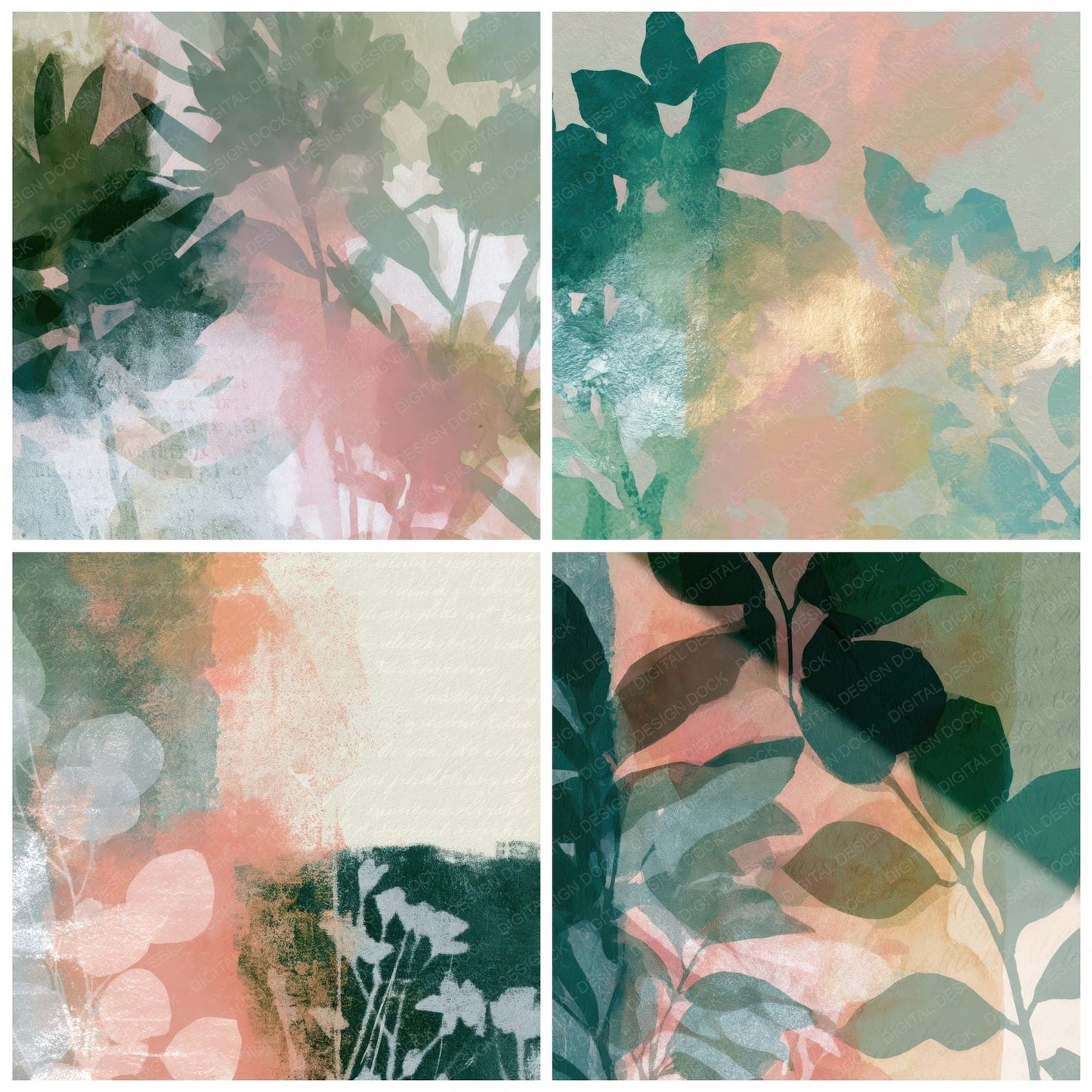 Photogram Dewy Green Blush Tonal Digital Paper Pack (DDD013197)