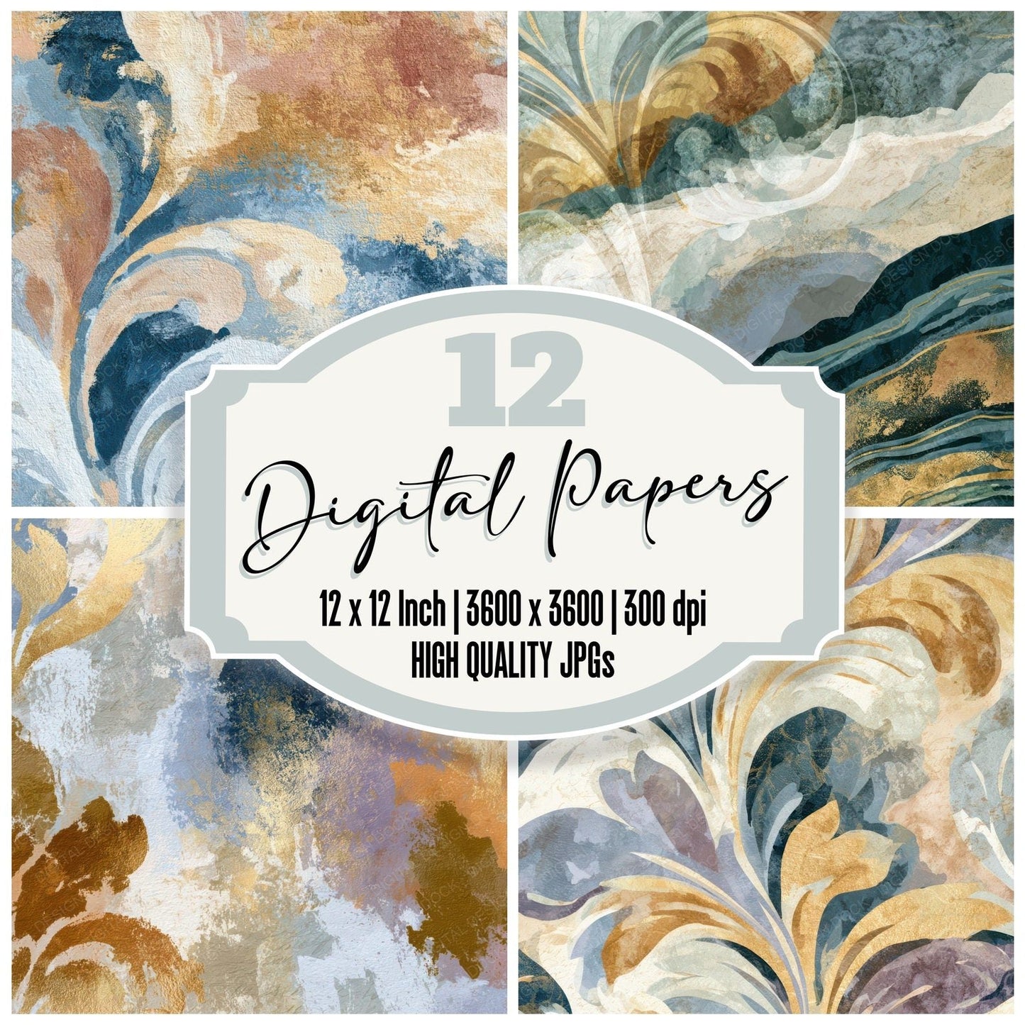Rococo Stone Bone Dove Abstract Digital Paper Pack (DDD013199)