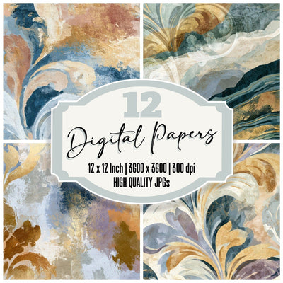 Rococo Stone Bone Dove Abstract Digital Paper Pack (DDD013199)