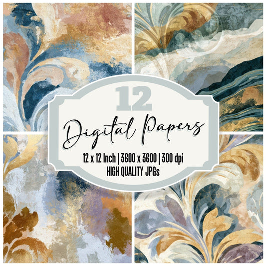 Rococo Stone Bone Dove Abstract Digital Paper Pack (DDD013199)