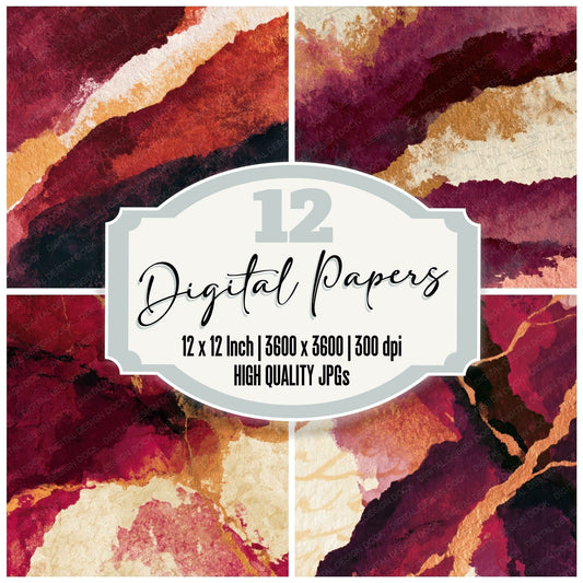 Sumi-e Garnet Wine Tonal Digital Paper Pack (DDD013200)