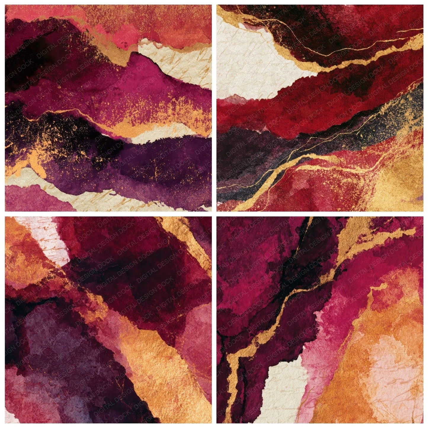 Sumi-e Garnet Wine Tonal Digital Paper Pack (DDD013200)